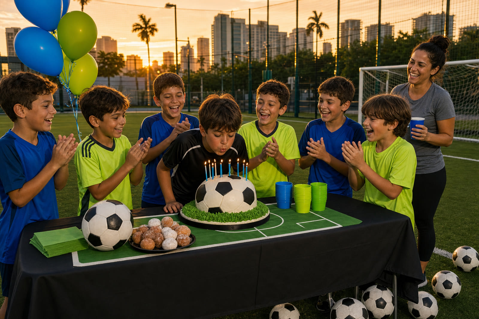 Birthday party celebration on the turf at 74 Soccer